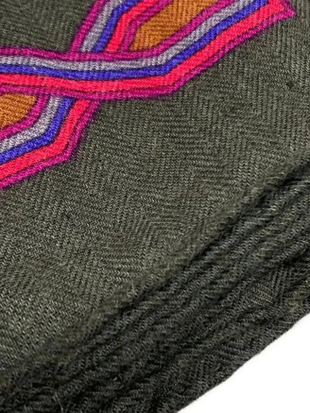 HERMES Pink Khaki Multi Cashmere Silk Scarf